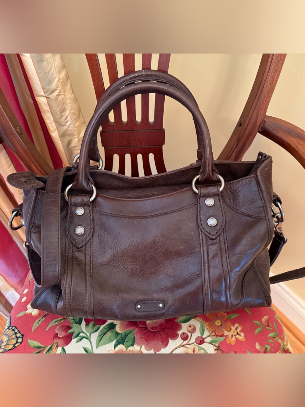 FRYE AND CO. Dark Brown Leather Shoulder Melissa Satchel